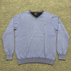 State of Art Mens Pullover Sweater Size XL Blue Knitted Regular Fit V-Neck